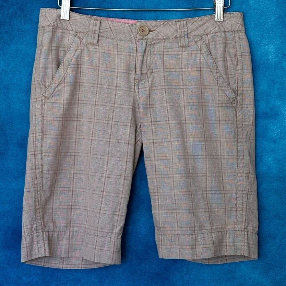 Aeropostale Midlength Check Cotton Shorts, Size 7/8